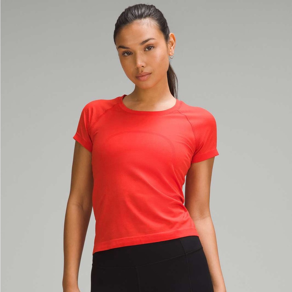 Lululemon Swiftly Tech Waist Length Shirt Size 6 Hot Heat Red